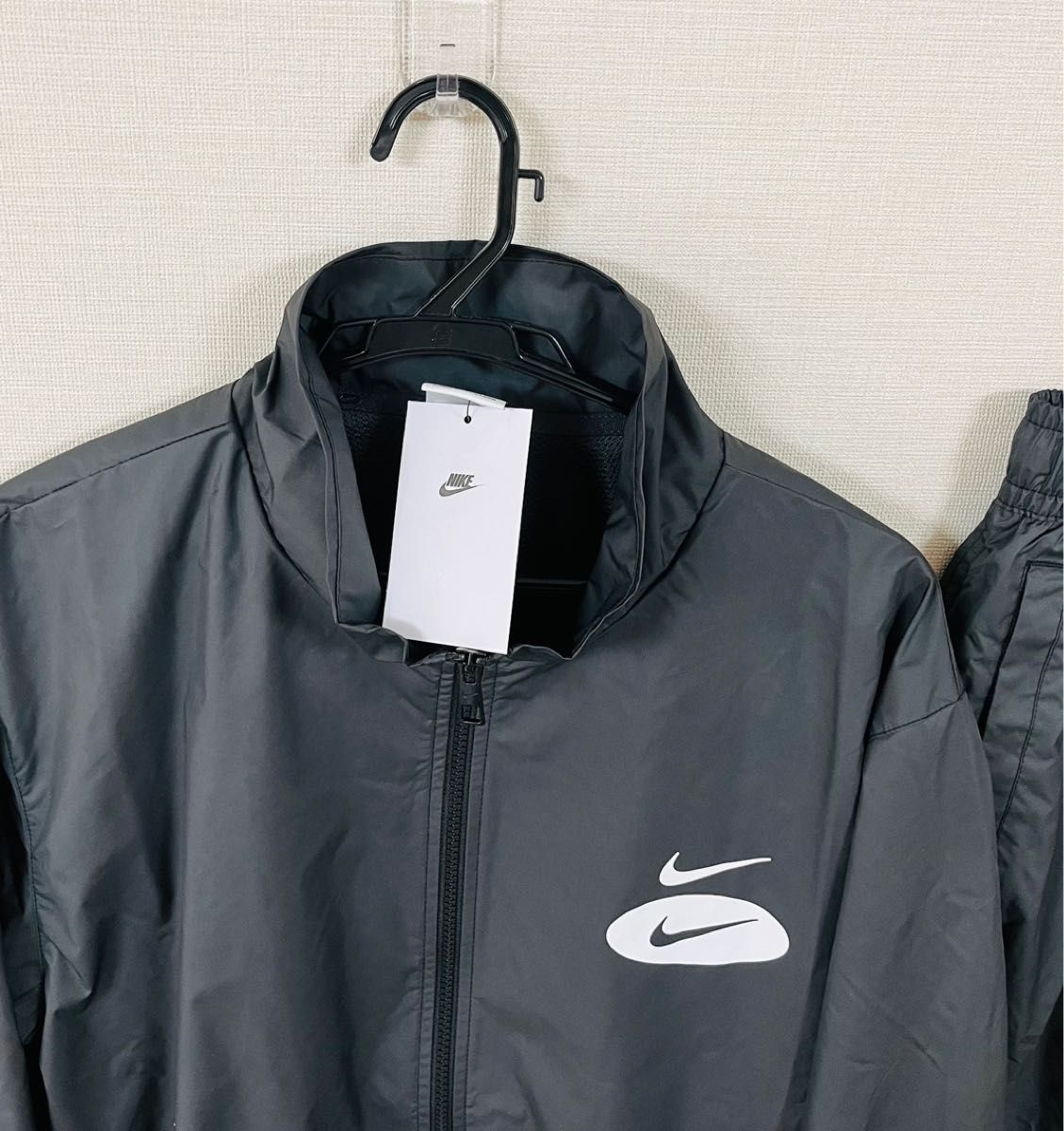 NIKE ナイロン セットアップ 上下セット ダブルスウッシュ XL ナイキ 新品 ブラック 黒 スウッシュ