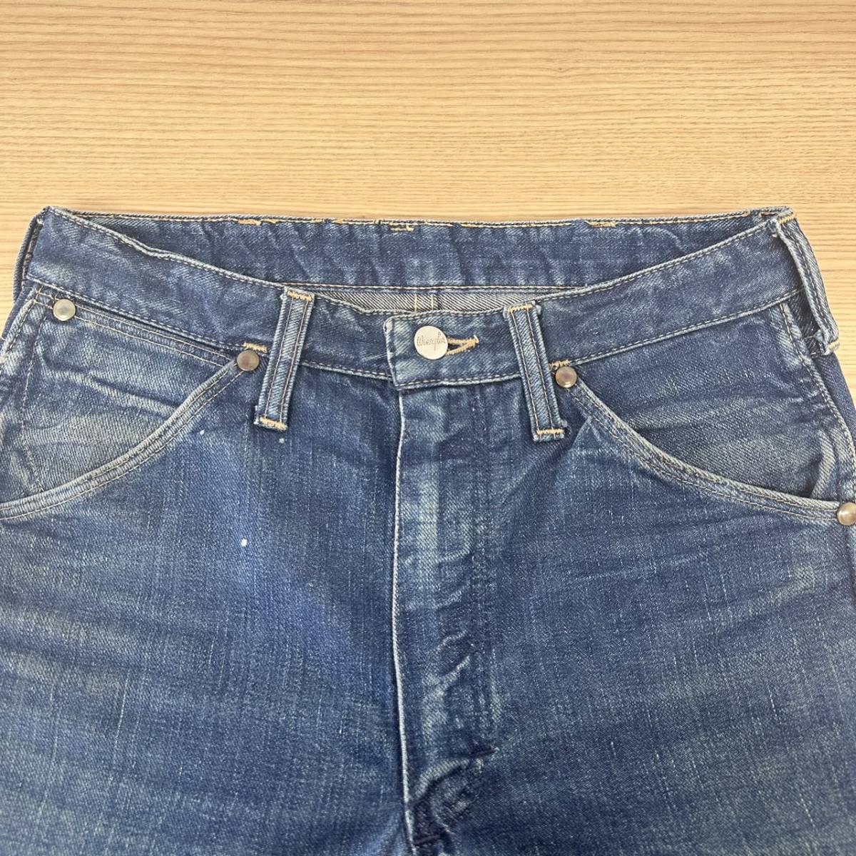 50s 60s vintage wrangler　ラングラー デニム　パンツ　w29 l34 裾上げ　ビンテージ　裾上げ　斜めベル　刺繍タグ　BLUE BELL_画像3