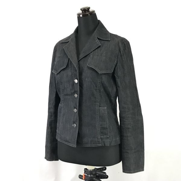 MOGA/ Moga * silk 14%./ high class Denim jacket [women*s size -2/M/ gray /gray]SILK/Jackets/Jumpers*zBH290
