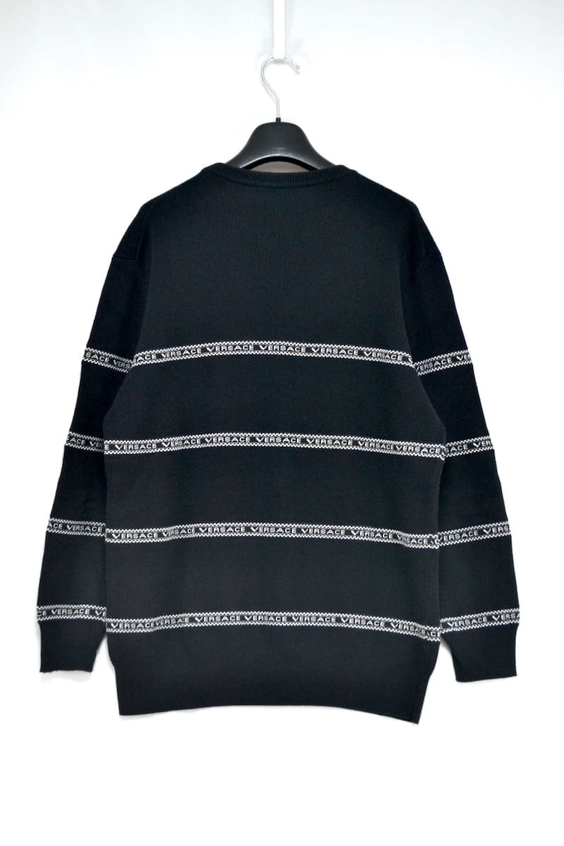 中古 VERSACE Black Slim-Fit Sweater ヴェルサーチ ブラック ニット クルーネックセーター サイズ50 A81366 A228043_画像8