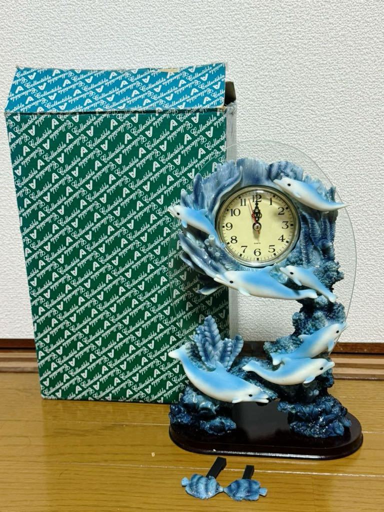 イルカ 立体装飾置時計 振り子時計 昭和平成レトロ雑貨 アンティーク 未使用品_画像1