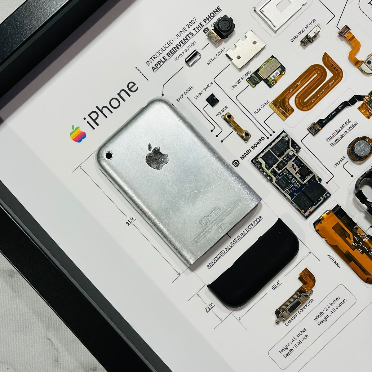 希少端末】iPhone 2G 標本アート ボックスフレーム仕様 (A3 希少端末】iPhone 2G 標本アート ボックスフレーム仕様 (A3