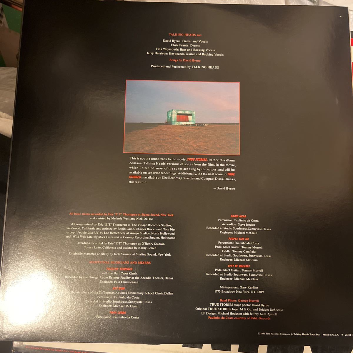 1986年作品 トーキング・ヘッズ送料無料 トルゥー・ストリィーズ 綺麗傑作最高盤 お値打ち盤 ヴィンテージレコード オールドレコードの画像4
