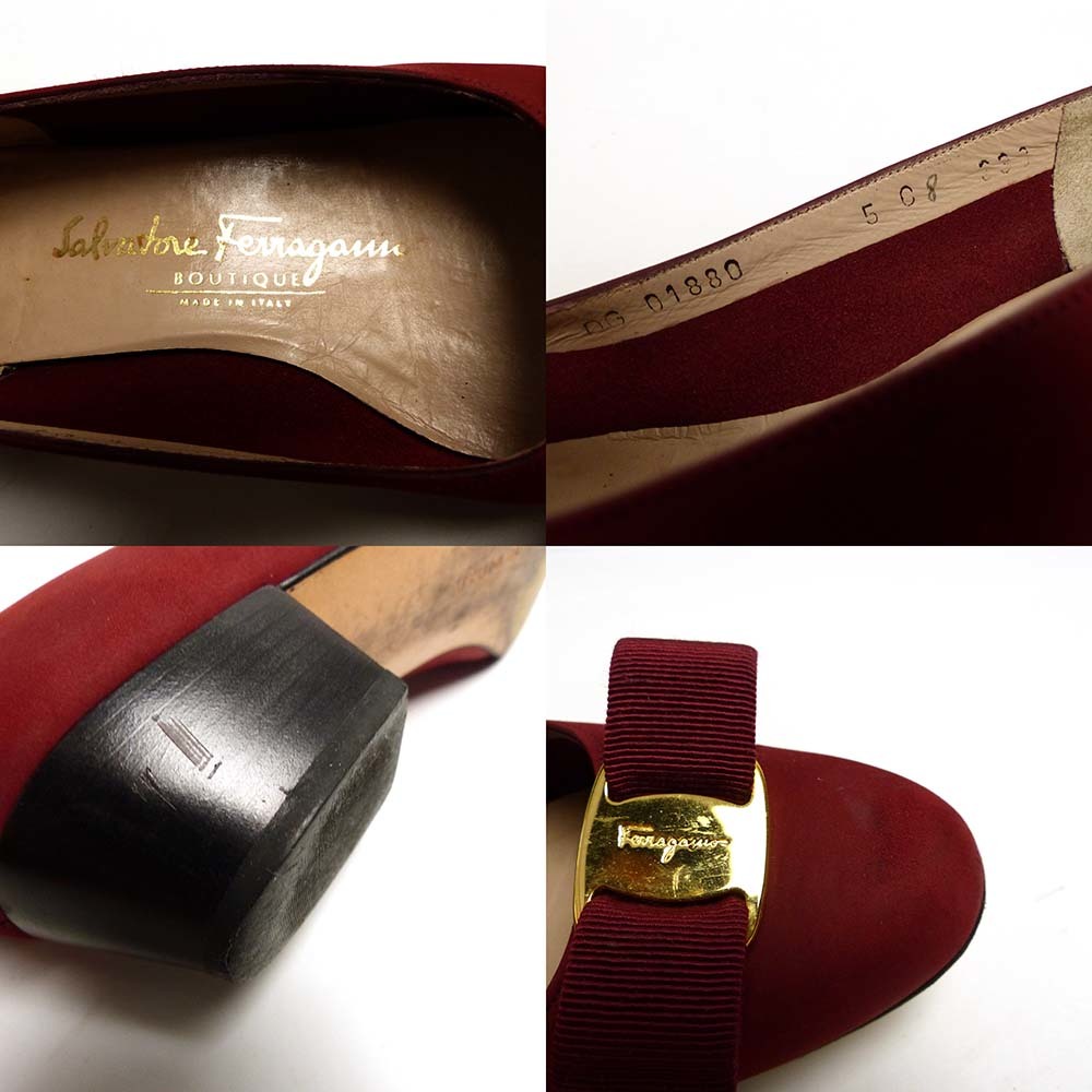 イタリア製 サルヴァトーレ フェラガモ / Salvatore Ferragamo ヴァラリボンスエードパンプス 5C(22.5-23cm相当)11i-1-095_画像3