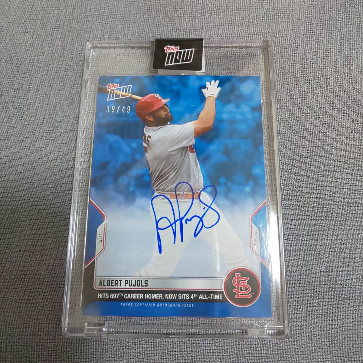【Albert Pujols】 TOPPS NOW 2022 On-Card Auto /49 Hits 697HR Sits 4th All Time St. Louis Cardinals 直筆サインカード 通算HR数4位