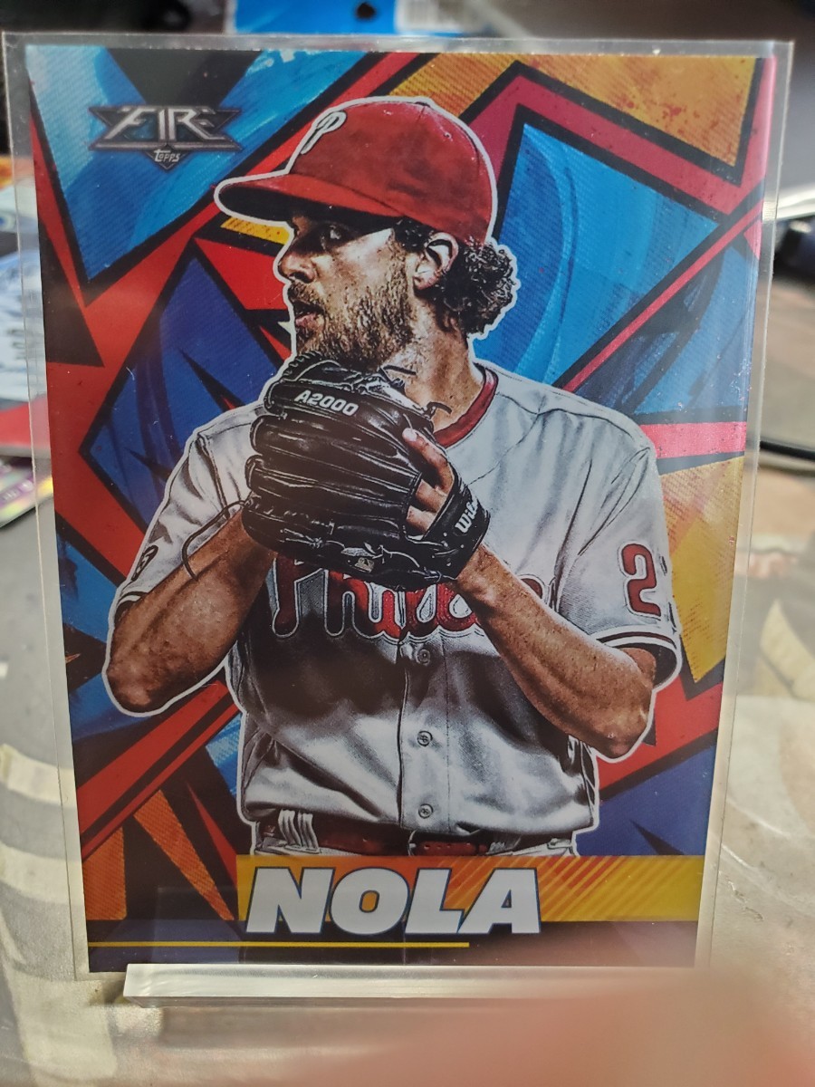 aaron nola Topps fire baseball 2021 parallel アーロン・ノラ　レアカード　フィリーズ　キラカード_画像1