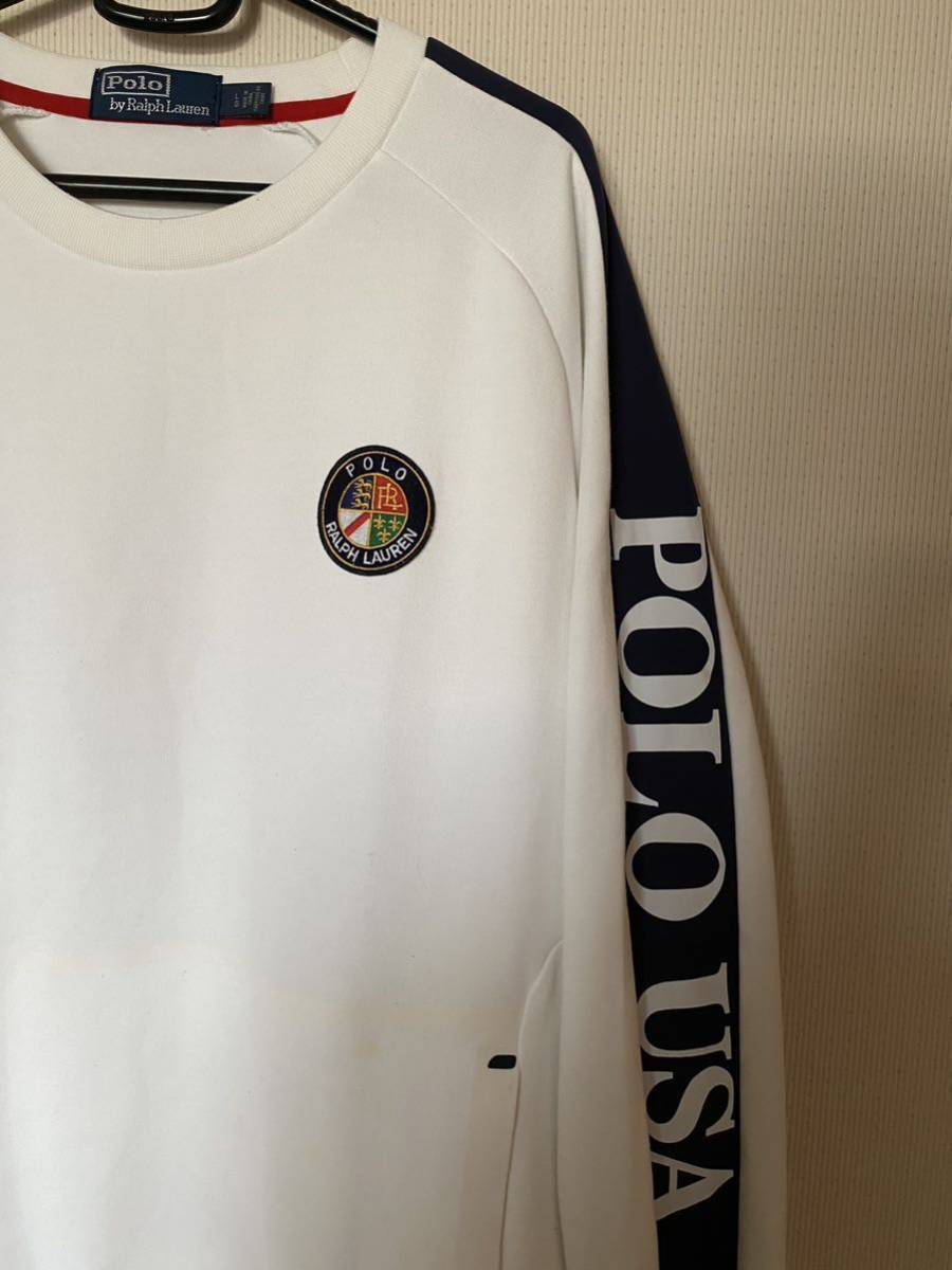 POLO RALPH LAUREN Ralph Lauren тренировочный печенье нашивка эмблема футболка *POLO USA Logo * размер L
