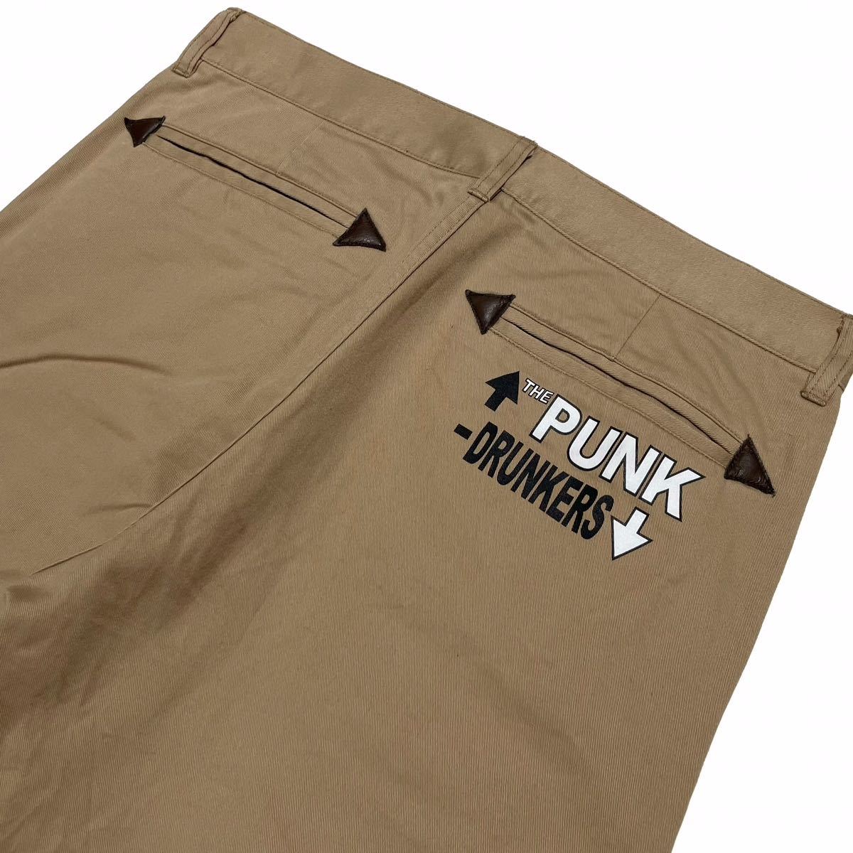 PUNK DRUNKERS パンクドランカーズ PDS ロゴ プリント 2WAY 切替 ジップ ワーク チノ ハーフ ショート パンツ チノパン L あいつ_画像8