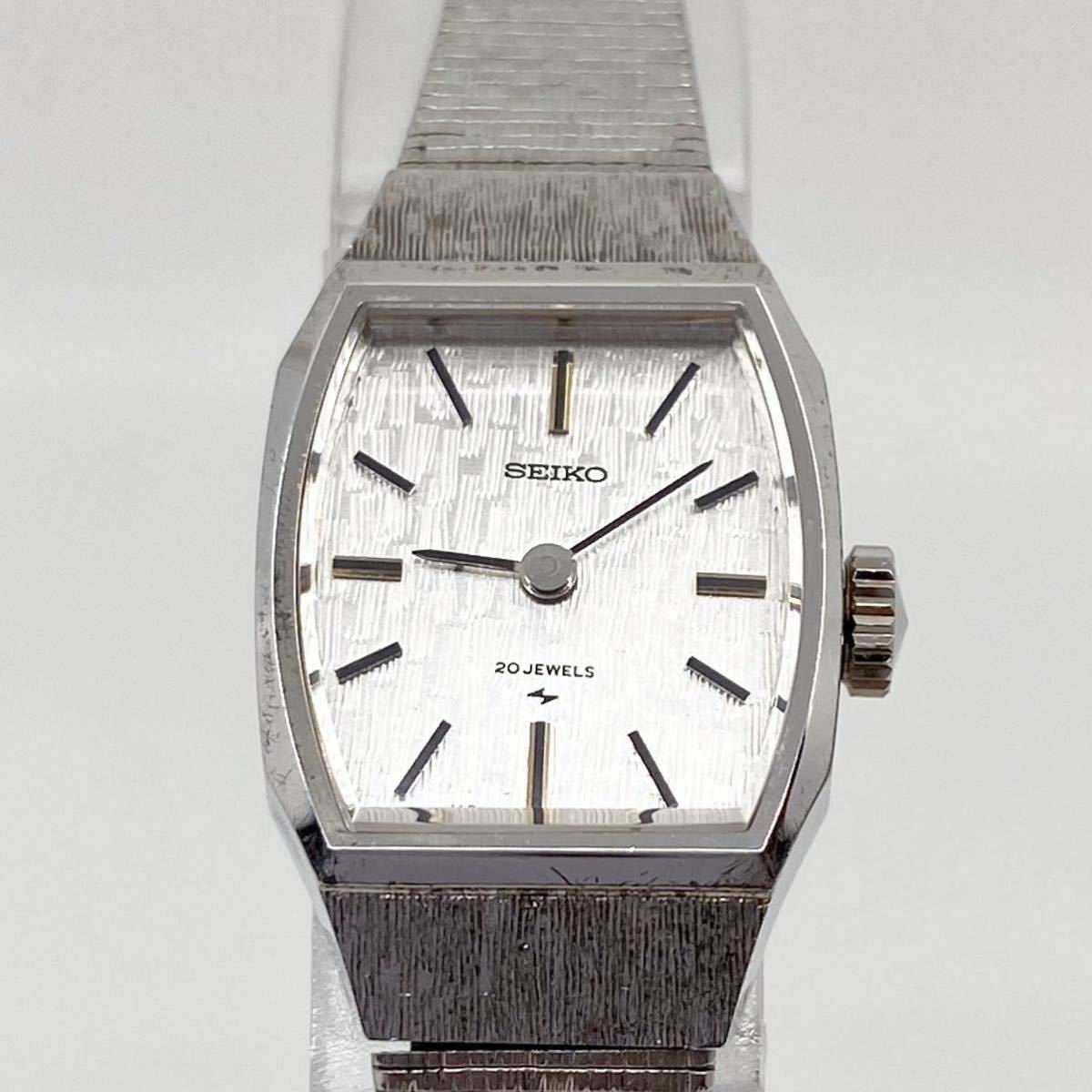 美品 SEIKO 20JEWELS 手巻き式 腕時計 TONNEAU トノー バーインデックス 2針 シルバー 銀 セイコー 20石 Y125_画像4