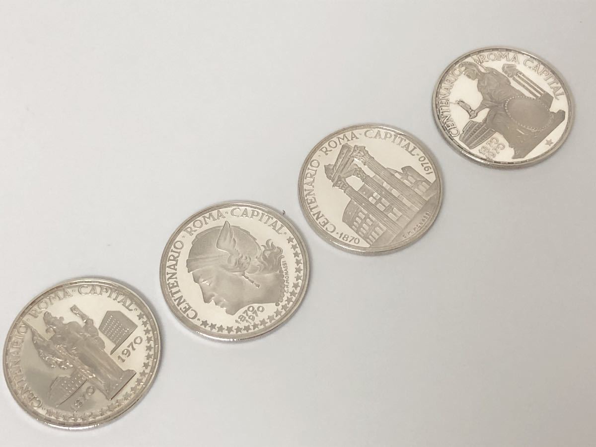 赤道ギニア REPUBLICA GUINEA ECUATORIAL ローマ遷都100周年記念 大型銀貨 4枚 プルーフセット 1970年_画像6