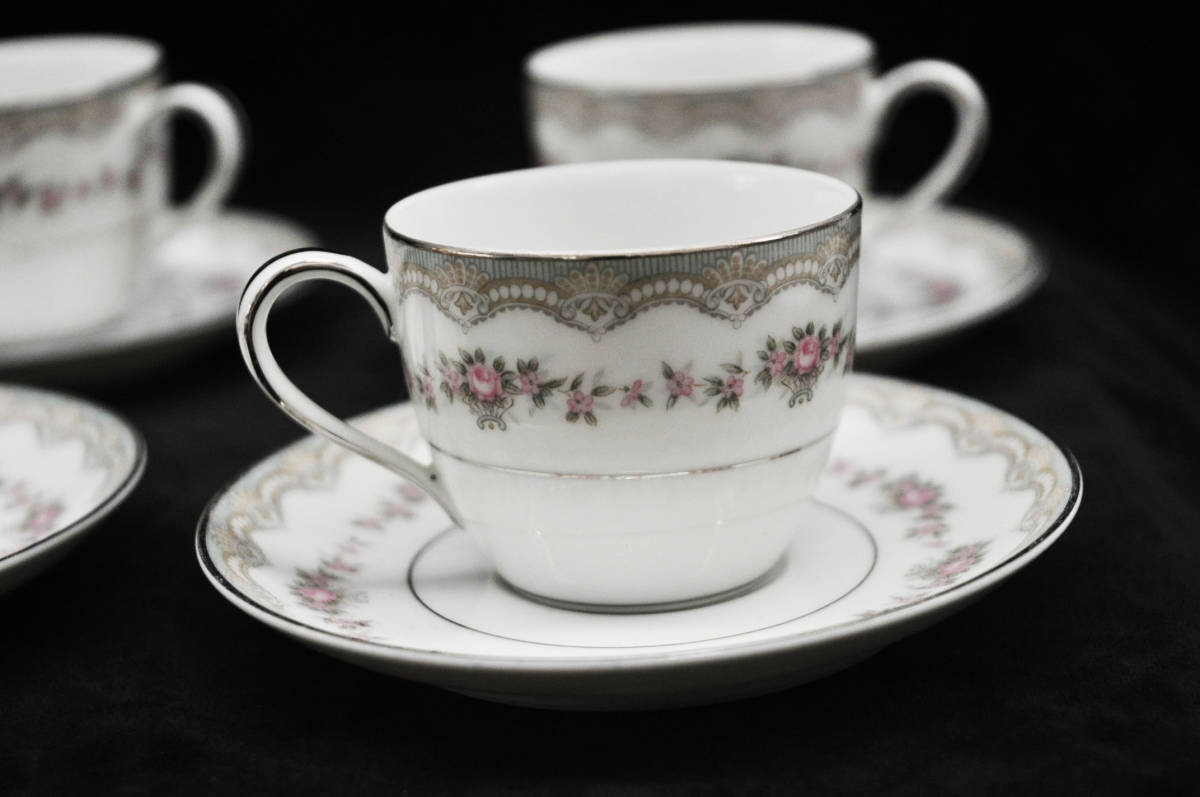 4077 Old Noritake Glenn wood small cup & saucer 5770 month katsura tree .N seal pin Crows race silver .5 customer set 