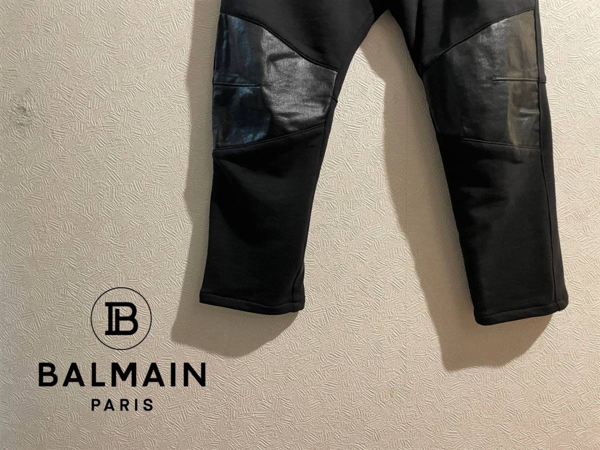 ◯ イタリア製 PIERRE BALMAIN バイカー スウェット パンツ / ピエール バルマン イージー ブラック 黒 S Mens #Sirchive_画像1