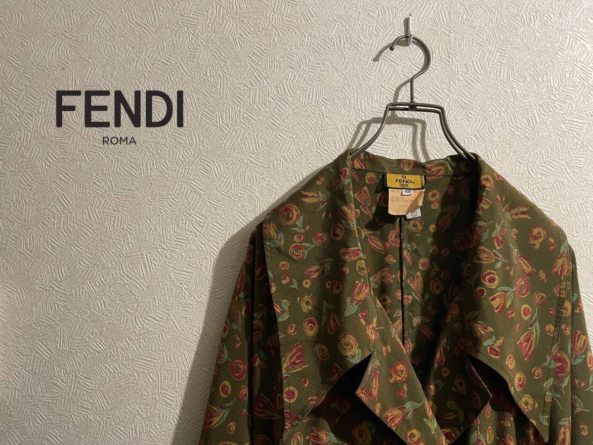 ◯ イタリア製 Vintage FENDI フラワー パターン ロング ワンピース / フェンディ フィッシュテール 花柄 42 Ladies #Sirchive