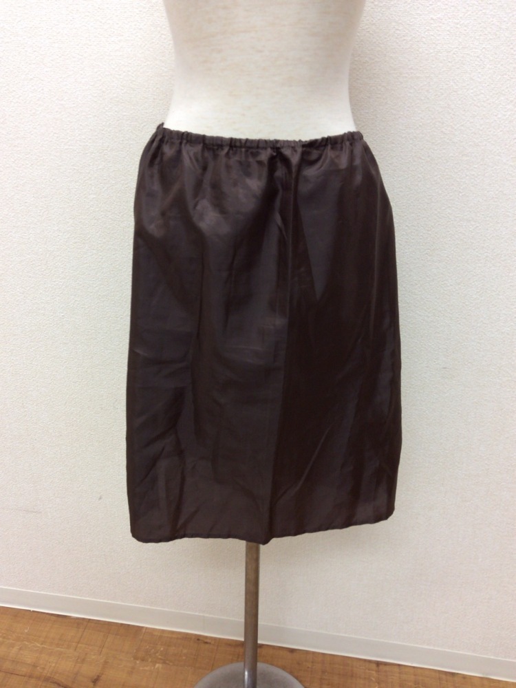 組曲 焦げ茶色のシワプリーツスカート ウエストゴム ペチコート付き サイズ2_画像5