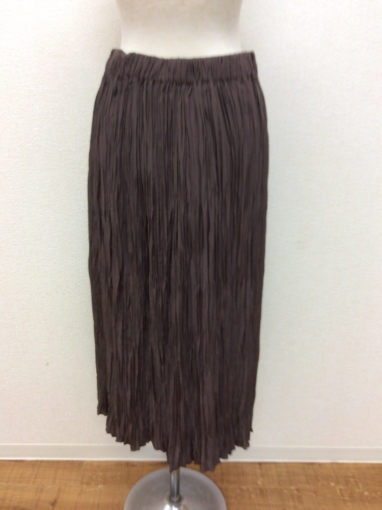 組曲 焦げ茶色のシワプリーツスカート ウエストゴム ペチコート付き サイズ2_画像3