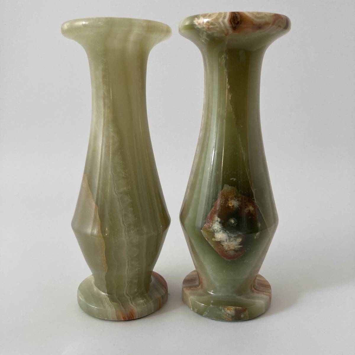 K0248K* super beautiful onyx /oniks flower vase * vase 2 pcs set flower base . Showa Retro natural stone marble interior 