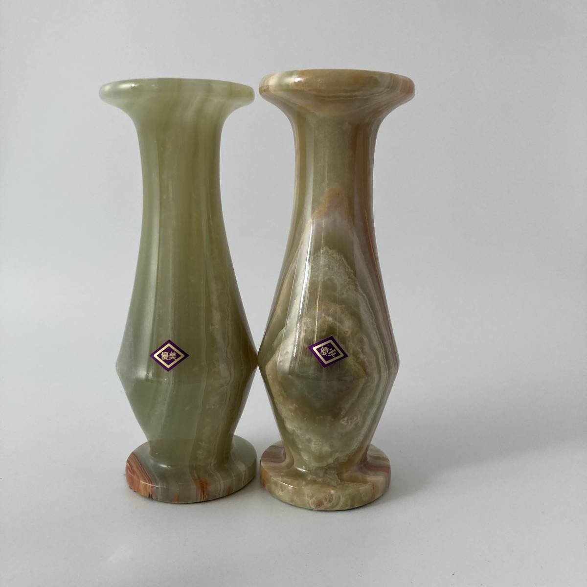 K0248K* super beautiful onyx /oniks flower vase * vase 2 pcs set flower base . Showa Retro natural stone marble interior 