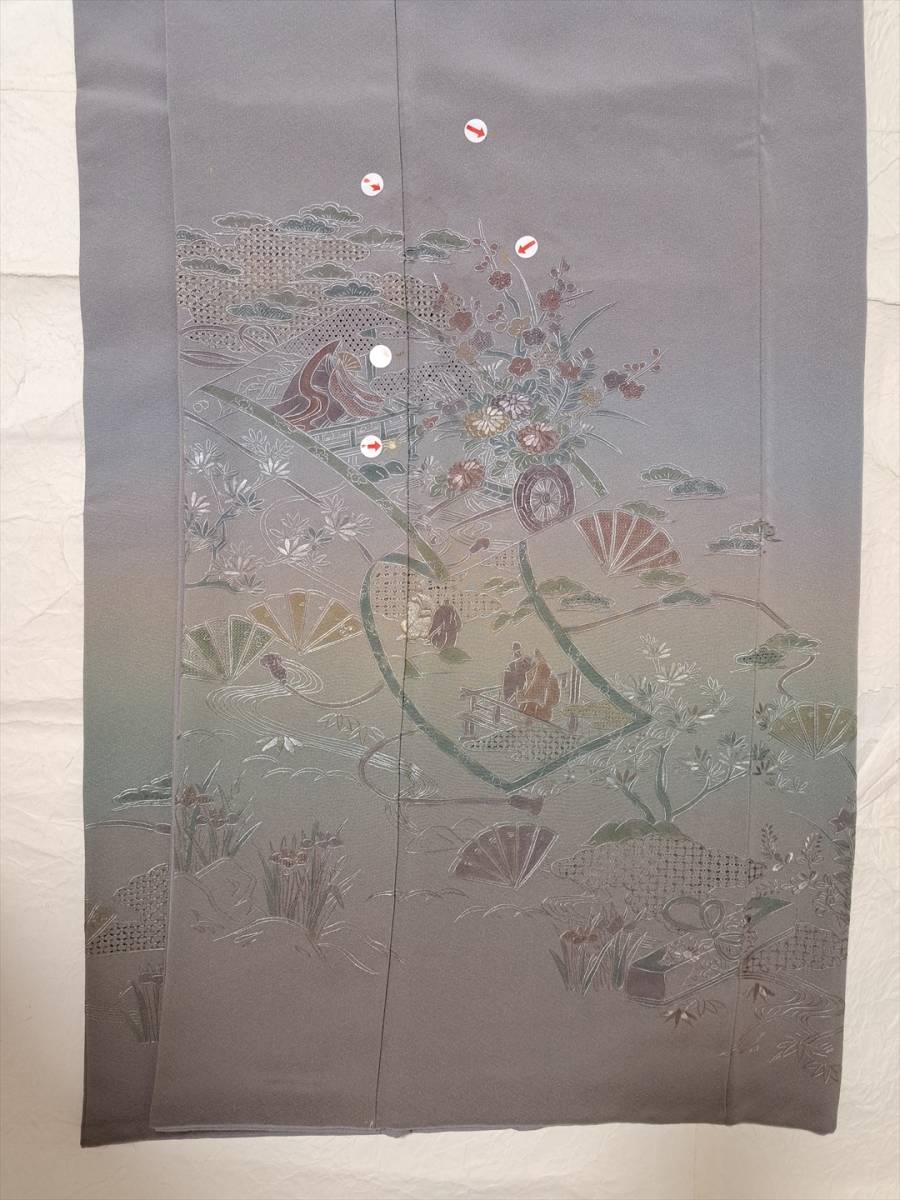 メーカー再生品】 □着物の越田□裄67身丈162.5 正絹 タグ有□き12R01