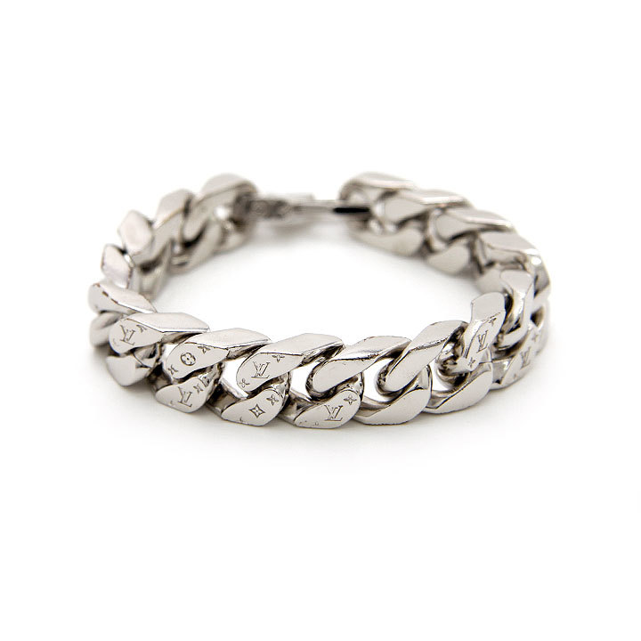  used good goods Louis Vuitton bracele monogram brass re*LV chain links M69988 silver LOUIS VUITTON accessory Italy made 