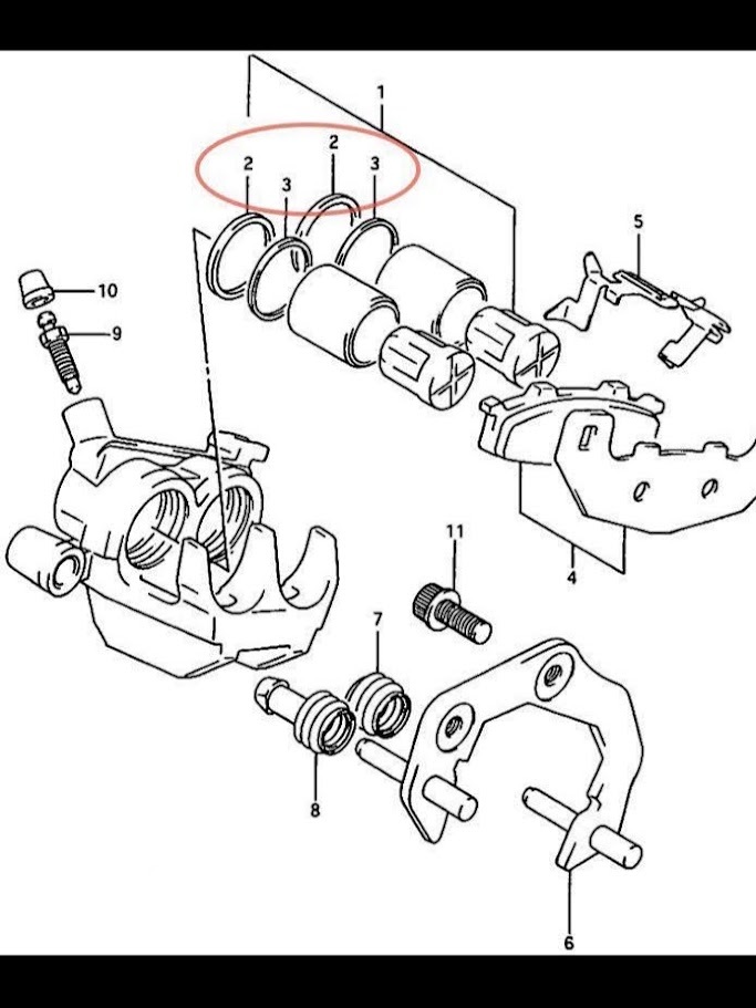 SUZUKI RGV250Γ VJ22A/VJ23A 純正リア キャリパーピストンゴム ダスト+オイルシール ブレーキ ガンマ 69107-22D00/69108-22D00_画像2