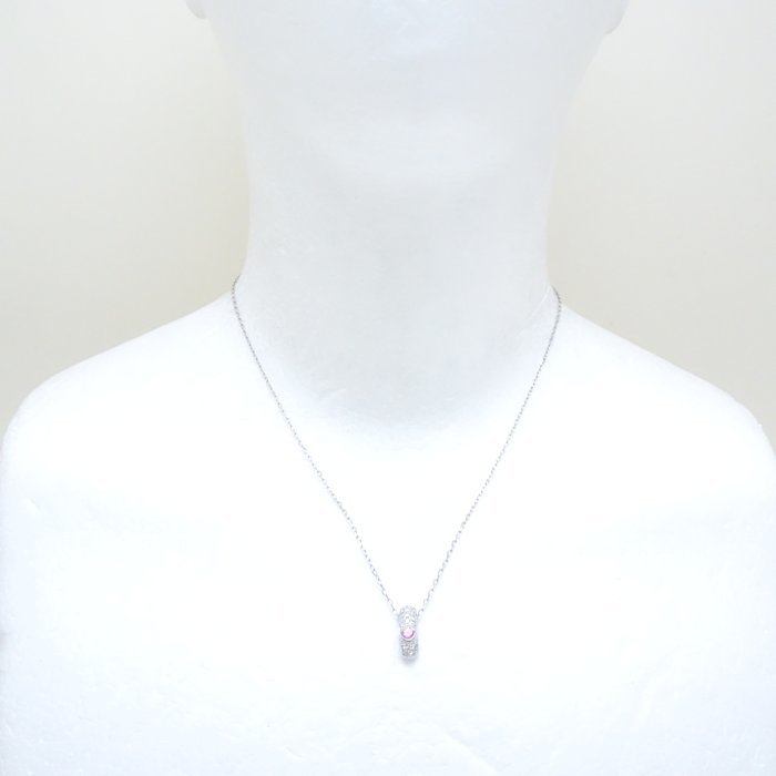 MIKIMOTO Mikimoto necklace pink sapphire 0.12ct diamond 0.15ct K18WG white gold /290629[ used ]