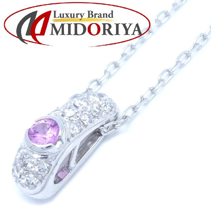 MIKIMOTO Mikimoto necklace pink sapphire 0.12ct diamond 0.15ct K18WG white gold /290629[ used ]