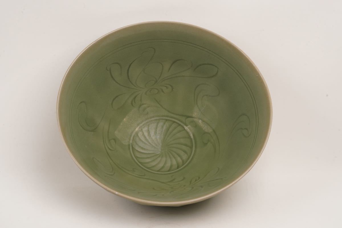 2022新春福袋】 中国 青磁 龍泉窯 茶碗 大幅 時代物 南宋 茶道具 古玩