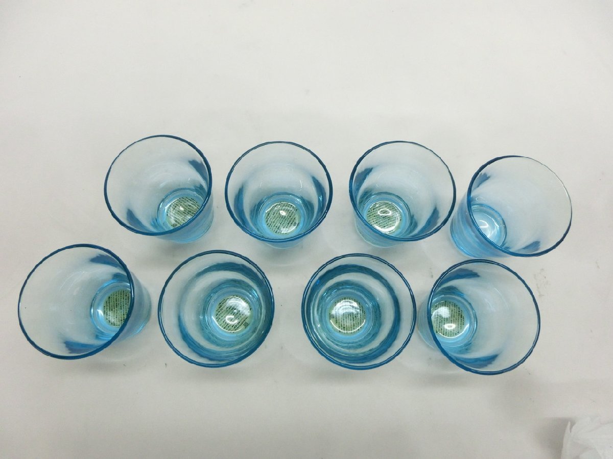 【N-4964】ほぼ未使用 無印良品 MUJI ソーダガラス グラス 200ml 8個セット ブルー系 良品計画 現状品【千円市場】_画像2