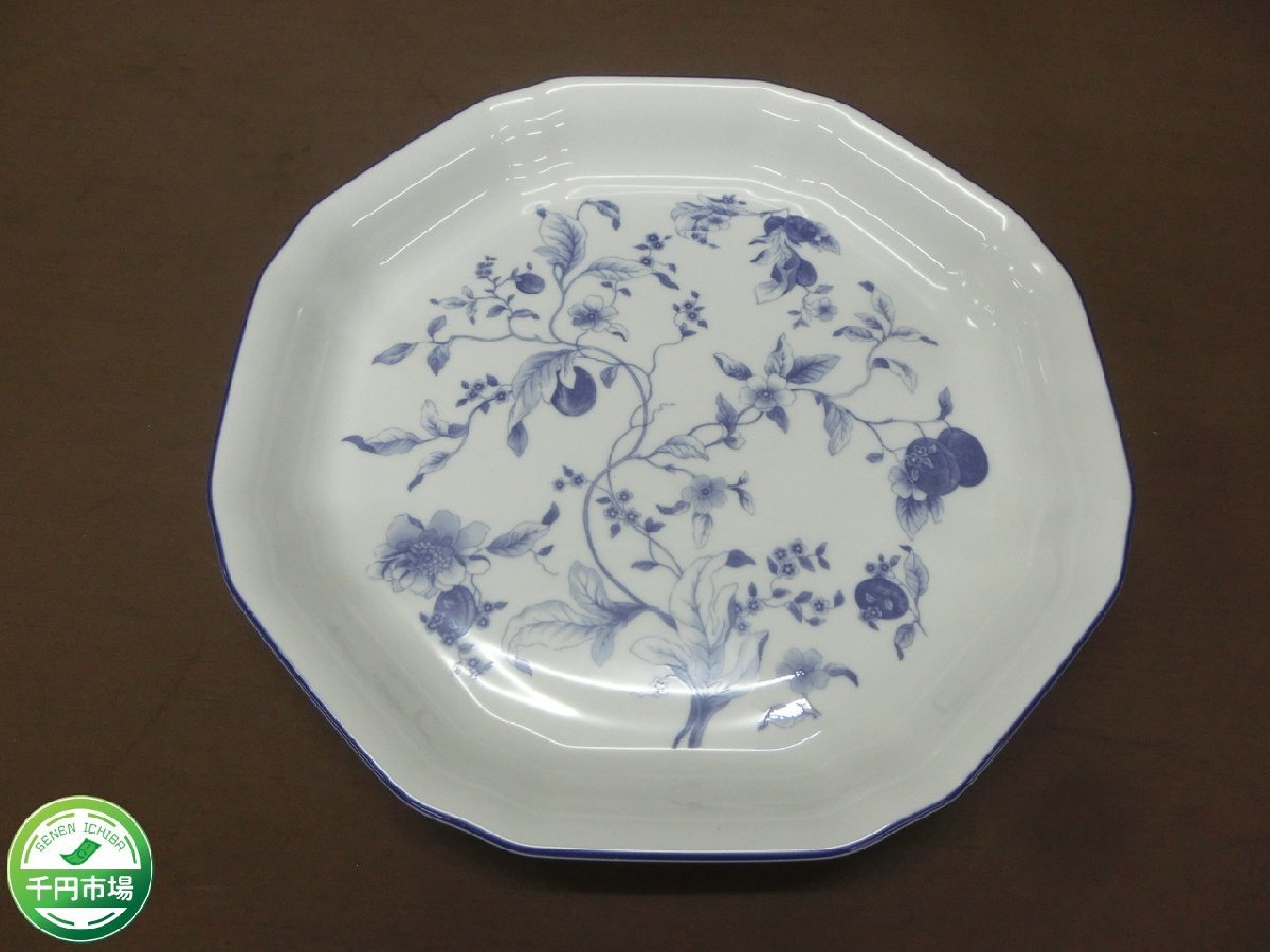 【O-5560】WEDGWOOD BLUE PLUM ウェッジウッド ブループラム オクタゴンプレート 24.5cm BICENTENARY CELEBRATION 1995【千円市場】_画像1