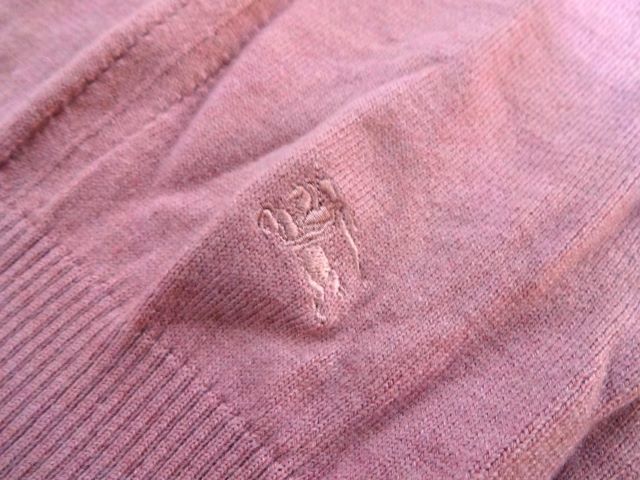 新品未使用 正規品 バーバリー ロンドン BURBERRY LONDON 重ね着風ニット 5(15号)ピンク フリル ストライプシャツ ホースマーク刺繍