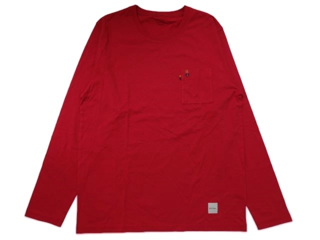 新品未使用 正規品 ポールスミス Paul Smith LOUNGEWEAR 長袖Tシャツ カットソー ハンドドローイングタッチ 刺繍 うさぎ レッド 赤 L_画像1