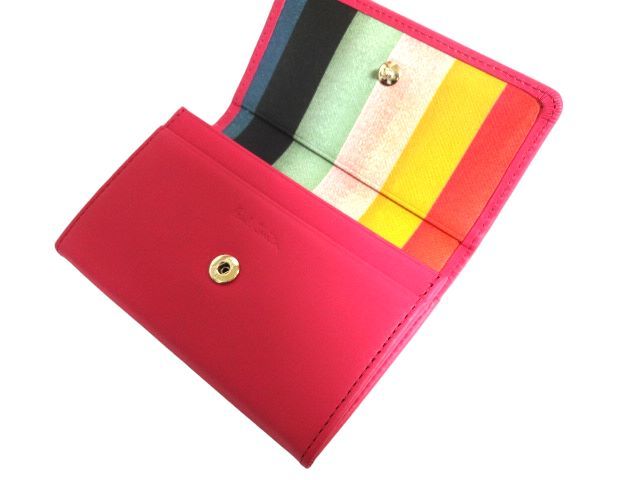  новый товар не использовался стандартный товар Paul Smith Paul Smith футляр для визитных карточек визитная карточка кейс Classic кожа мульти- полоса телячья кожа розовый PWD203