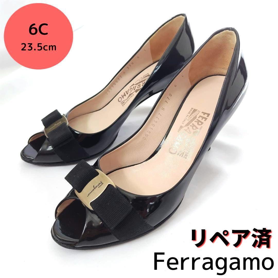 サルヴァトーレ・フェラガモ【Ferragamo】カルラ リボン パンプス 黒