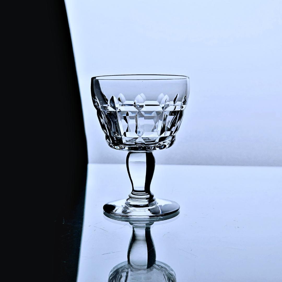 輝くオールドバカラBaccaratマリニャーヌのワイングラス9cm リキュールグラス ゴブレット カップ　クリスタル 1920'sフランスアンティーク