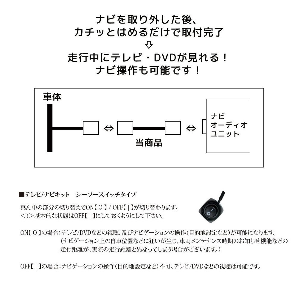 TV ナビキット トヨタ純正DOPナビ NSCT-W61 NSZT-W61G 走行中テレビ 視聴 ナビ操作 切替 スイッチ 運転中 解除 ジャンパー キャンセラー_画像2