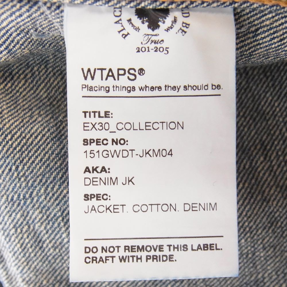 WTAPS ダブルタップス 15SS 151GWDT-JKM04 DENIM JK 裏ロゴ プリント デニム インディゴブルー系 M【中古】_画像5