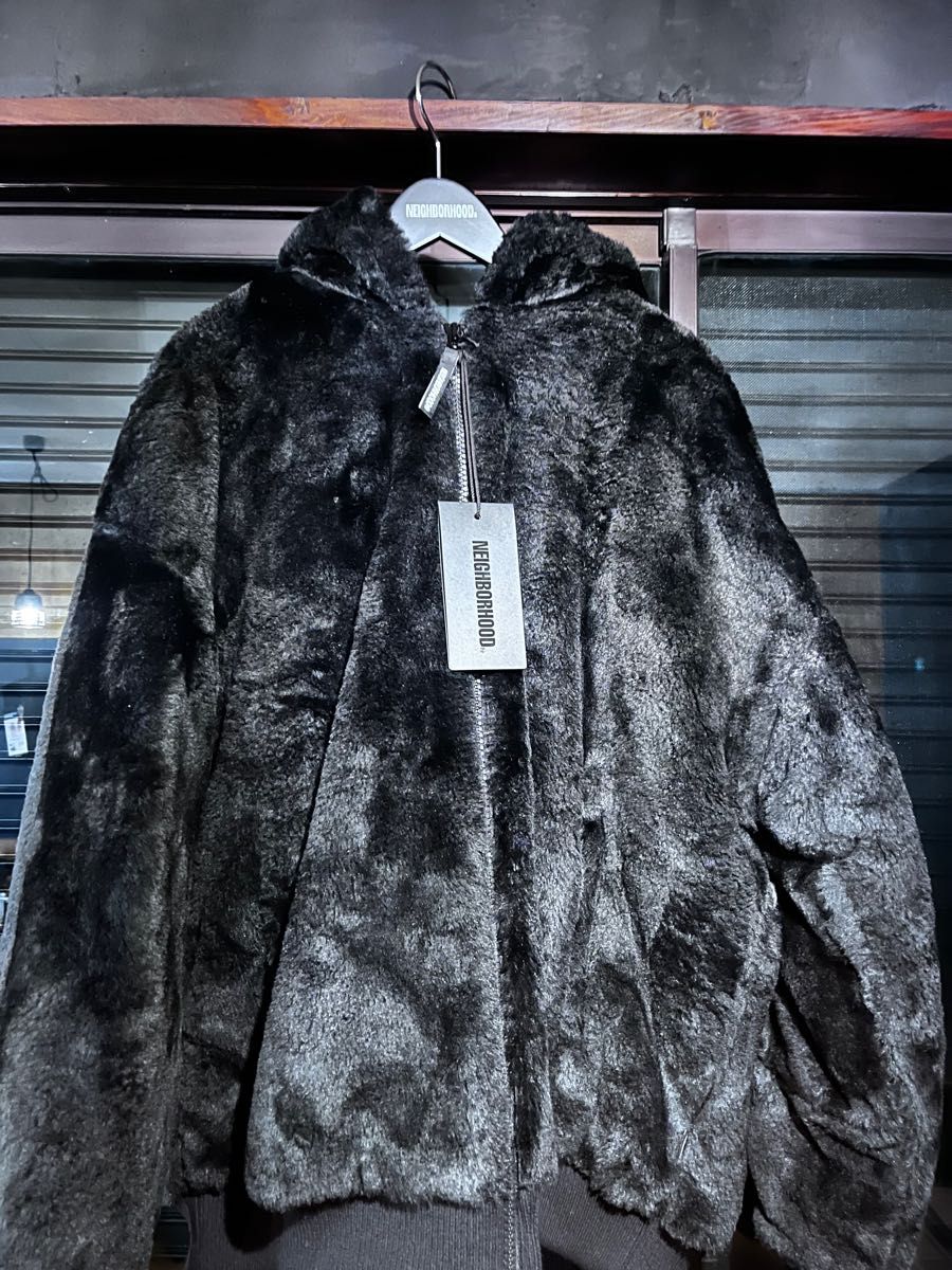 NEIGHBORHOOD FUR HOODED JK . AC BLACK L