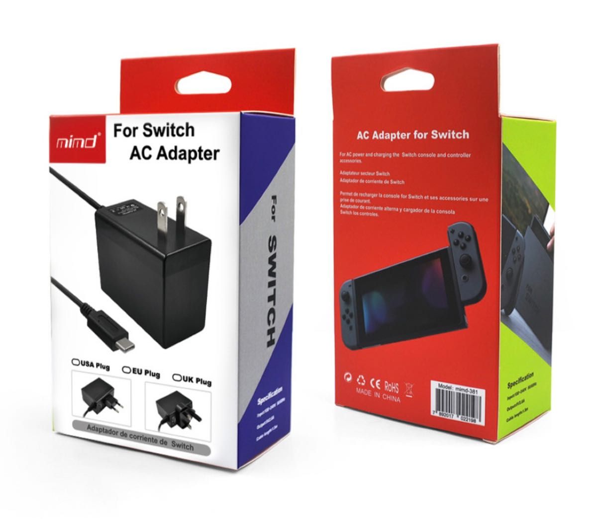 箱なし ニンテンドースイッチ 充電器 switch acアダプター 互換品2 2個