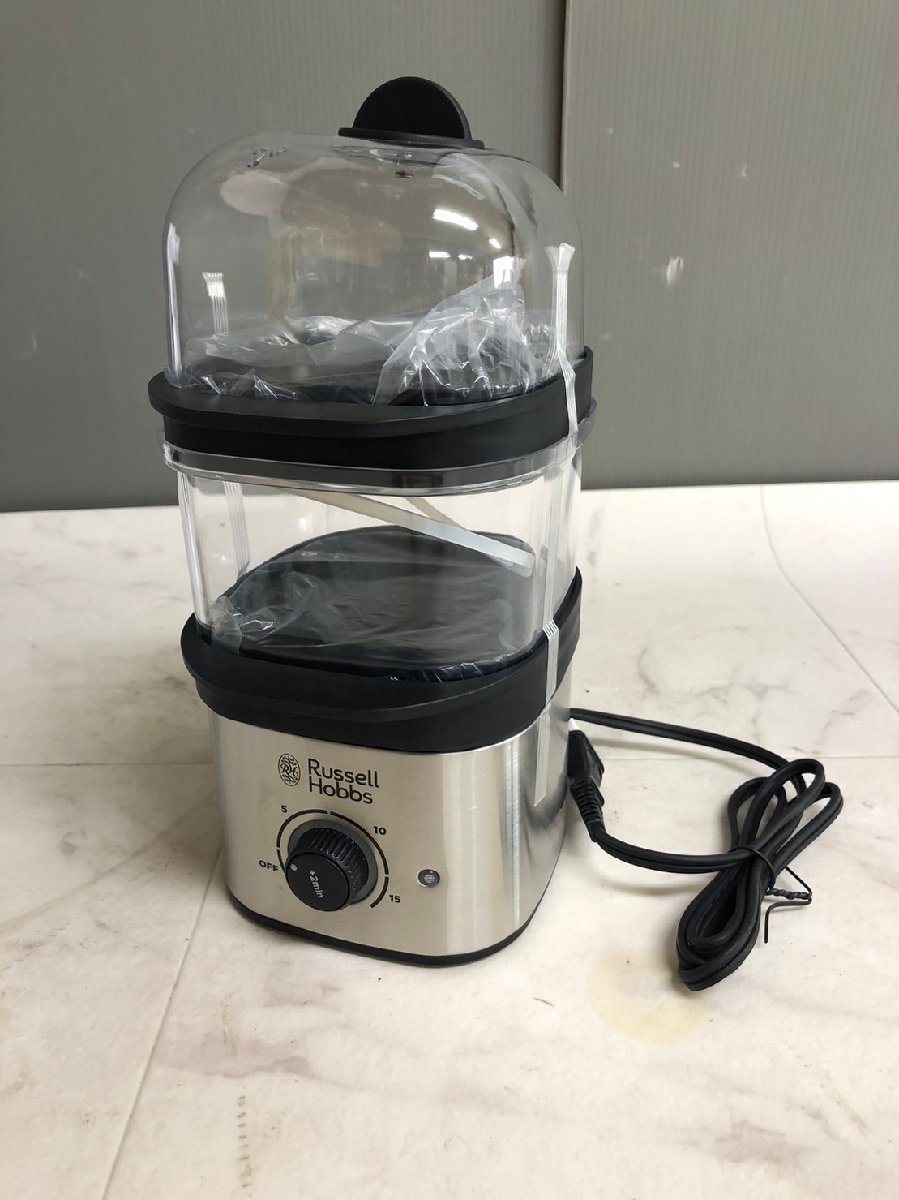 NH100472★未使用★ミニスチーマー◆Russell Hobbs ラッセルホブス ◆クイックミニスチーマー3000JP シルバー 蒸し器　ゆで卵用トレイ_画像2