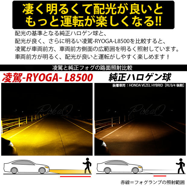 トヨタ エスクァイア (80系 前期) 対応 H16 LED バルブ 凌駕L8500 フォグランプキット 8500lm イエロー 黄色 3000K 35-A-1_画像5