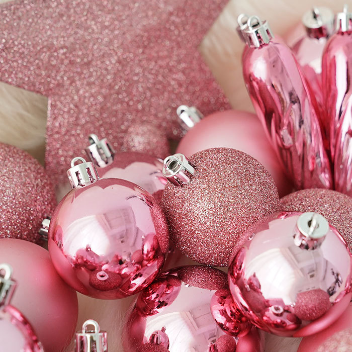  Christmas tree decoration attaching ornament ball set KAEMINGK retro decoration tops ta- attaching MIX pink 33 piece insertion [023402]