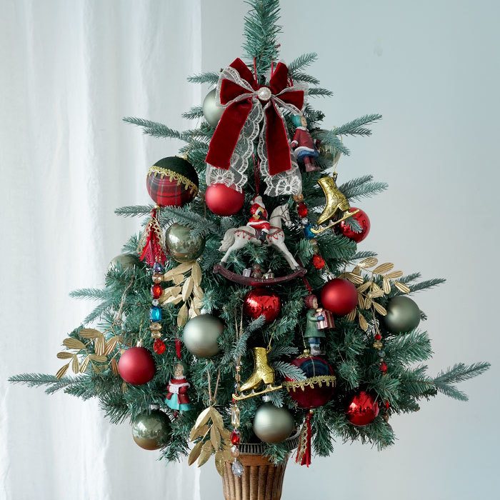  Christmas tree ornament KAEMINGK retro clip ornament bell bed ribbon race dark red [740340]