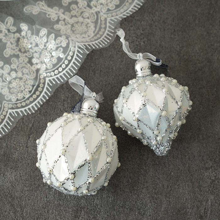  Christmas tree decoration ornament ball KAEMINGK jewel ball 8cm white ball [4] 1 piece insertion [030109]