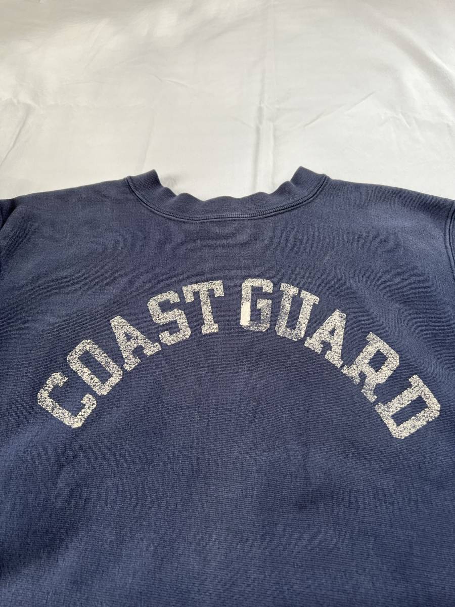 80s USA製 Coast Guard チャンピオンスウェット M 紺 プリント ビンテージ リバースウィーブ アメリカ製_画像9