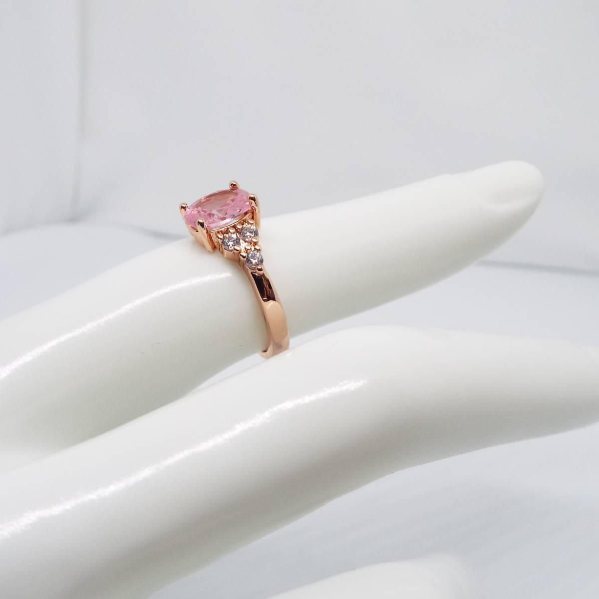 S925 CZ diamond pink zirconia rose Gold ring lady's ring 