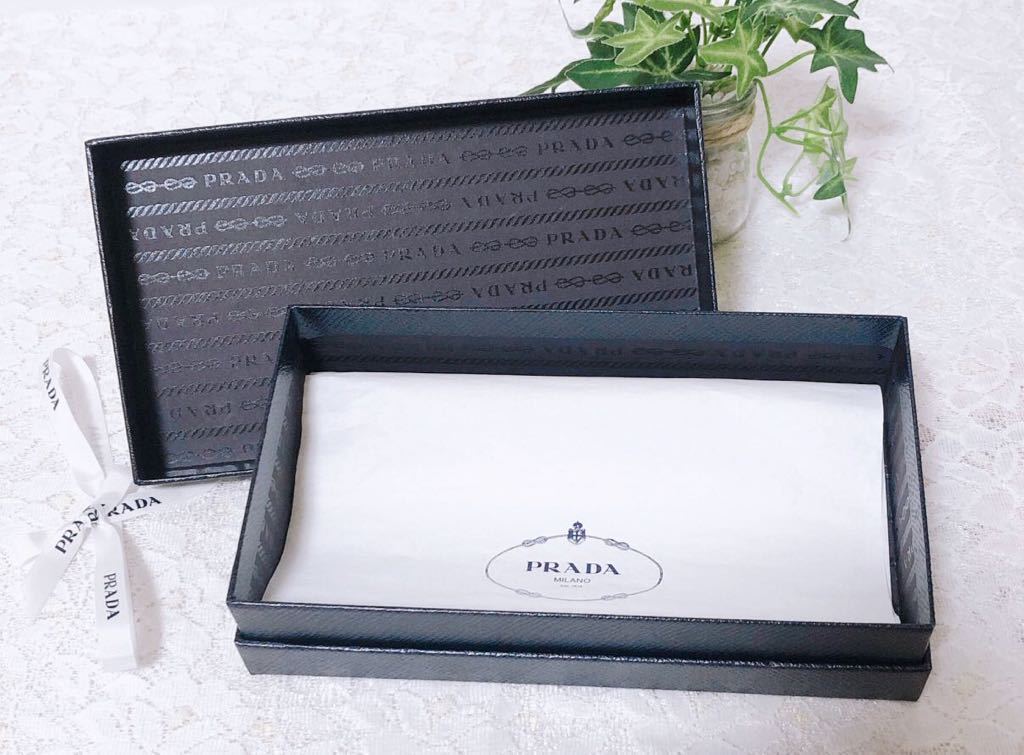 プラダ「PRADA」長財布用空箱 (2982) 正規品 付属品 ネイビー 21.5×12×5cm ホック長財布用 二つ折り長財布用 ラウンド長財布用_画像8