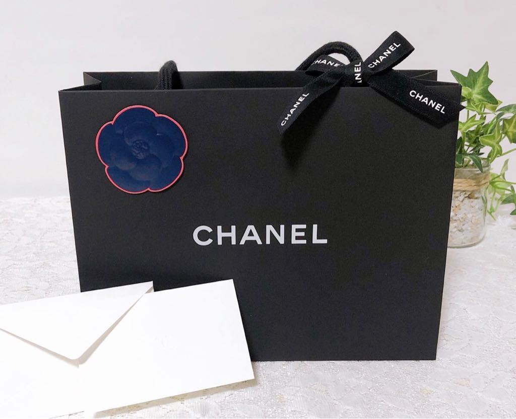 シャネル 「CHANEL」ショッパー 小物箱サイズ (3049) 正規品 紙袋 ショップ袋 ブランド袋 カメリア メッセージカード付き 折らずに配送_画像1