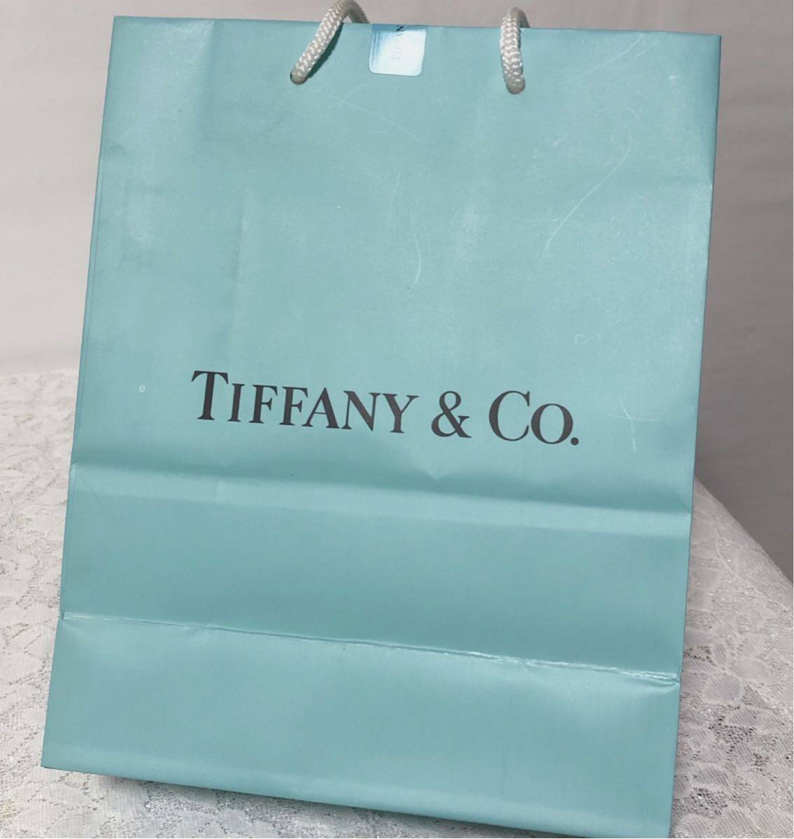 ティファニー「TIFFANY&Co.」ショッパー 小物箱サイズ 旧型 (3043) 正規品 付属品 ショップ袋 ブランド紙袋 封筒付き 折らずに配送 _画像9