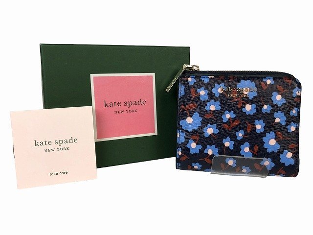正式的 kate spade / ケイトスペード 二つ折り財布 花柄 コンパクトウォレット 小銭入れあり レディース ネイビー 財布