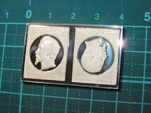 限定品 1853年1860年 フランス大統領 1フラン franc エラー切手 逆刷り テート ベッシュ 郵便 国際協会 純銀製 レリーフ メダル コイン 銀